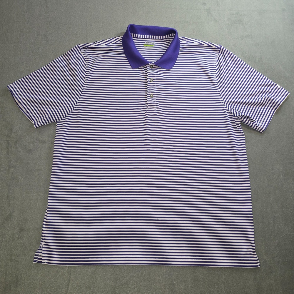 IZOD Golf Shirt Men's XXL Short Sleeve Purple & White Polo‎ 2x  Collared Logo